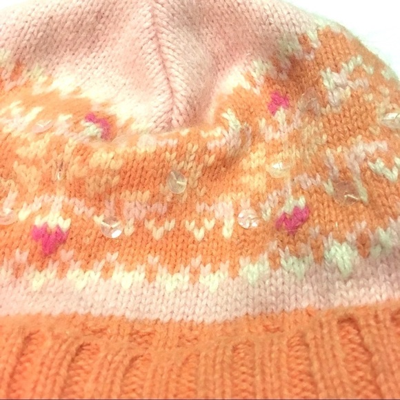 Justice Girls Orange & Pink Beanie Hat w/ Sparkles - Picture 3 of 3